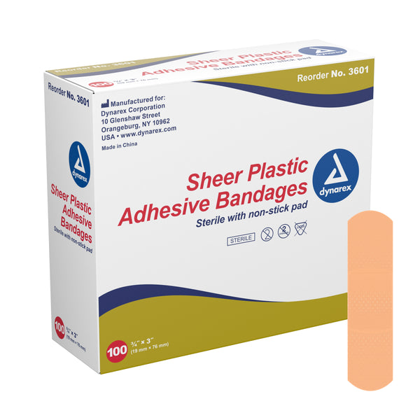 Dynarex® Adhesive Strip 3/4 X 3 Inch Plastic Rectangle Tan Sterile (575254_BX) 1/BX