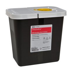 SharpSafety™ RCRA Waste Container Black Base 10 H X 10-1/2 W X 7-1/4 D Inch Horizontal Entry 2 Gallon (530476_CS) 20/CS