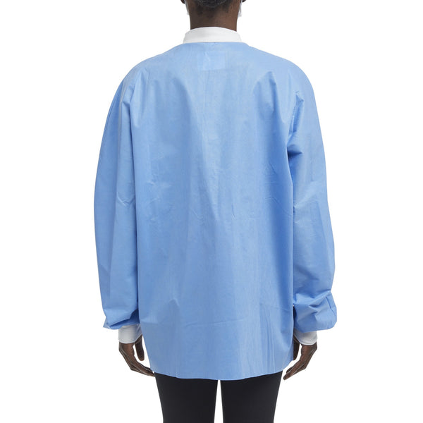 O&M Halyard Inc Lab Jacket Blue Large Hip Length 3-Layer SMS Disposable (203636_EA) 1/EA