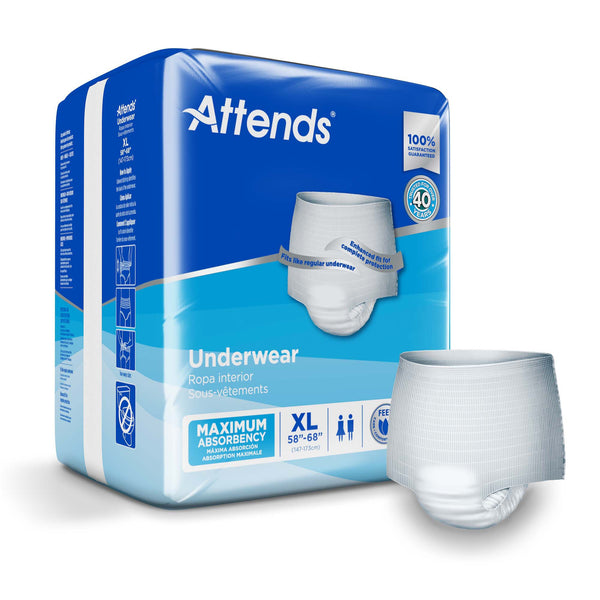 Attends® Unisex Adult Absorbent Underwear Pull On with Tear Away Seams X-Large Disposable Heavy Absorbency (522095_CS) 4/CS