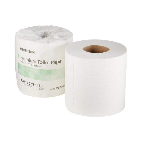 McKesson Premium Toilet Tissue White 2-Ply Standard Size Cored Roll 500 Sheets 4 X 4-1/2 Inch (1045391_CS) 80/CS