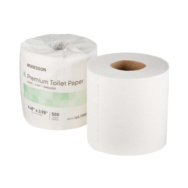 McKesson Premium Toilet Tissue White 2-Ply Standard Size Cored Roll 500 Sheets 4 X 4-1/2 Inch (1045391_CS) 80/CS