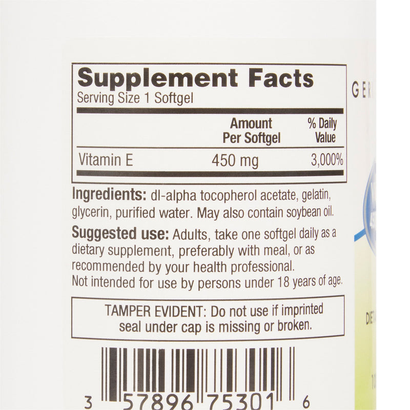 McKesson Brand Vitamin Supplement Vitamin E 1,000 IU Strength Softgel 100 per Bottle (689191_BT) 1/BT