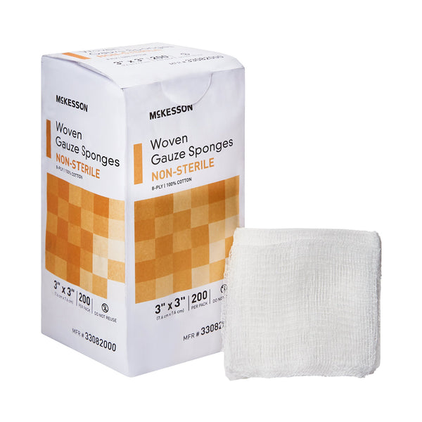 McKesson Gauze Sponge 3 X 3 Inch 8-Ply NonSterile 200 per Pack (446030_CS) 4000/CS