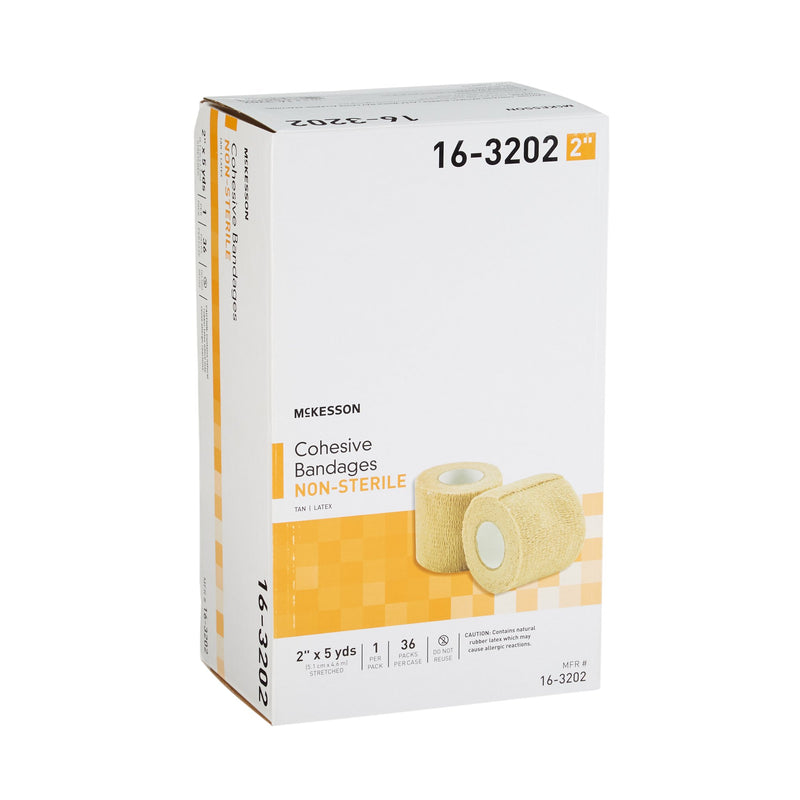 McKesson Cohesive Bandage 2 Inch X 5 Yard Self-adherent Closure Tan NonSterile Standard Compression (464152_CS) 36/CS