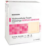 McKesson Foam Dressing 6 X 6 Inch With Border Film Backing Acrylic Adhesive Square Sterile (1138299_BX) 10/BX