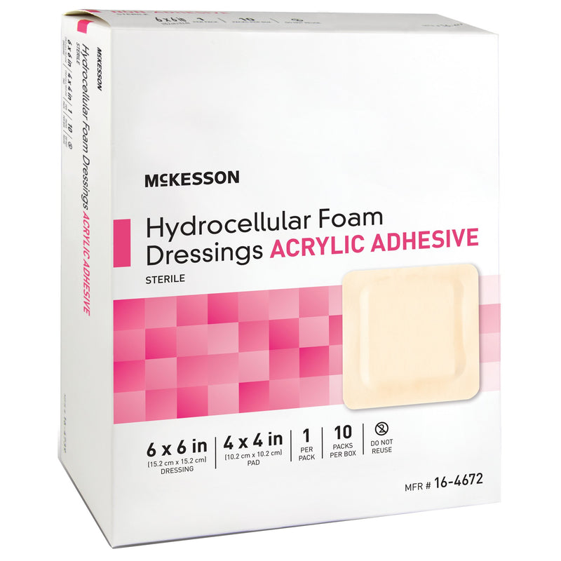McKesson Foam Dressing 6 X 6 Inch With Border Film Backing Acrylic Adhesive Square Sterile (1138299_BX) 10/BX