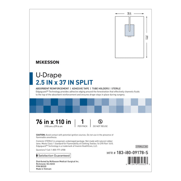 McKesson Orthopedic Drape U-Drape with Split 76 W X 110 L Inch Sterile (1101302_CS) 24/CS