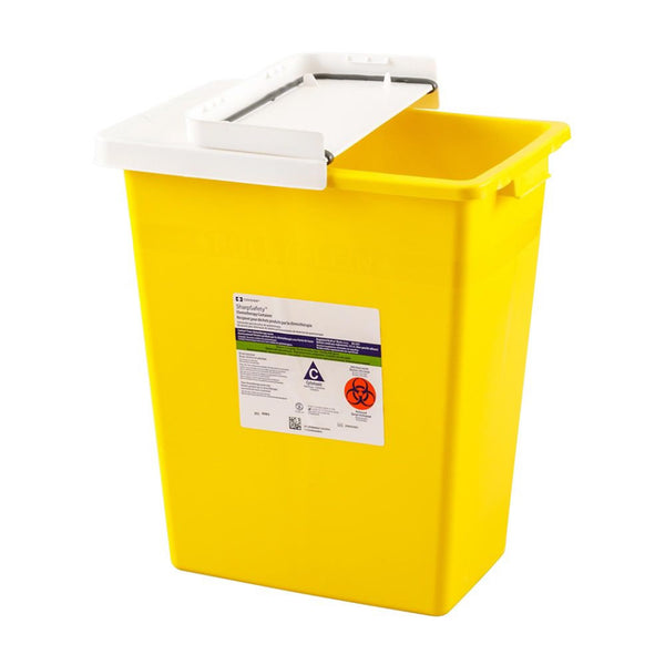 SharpSafety™ Chemotherapy Waste Container Yellow Base 17-1/2 H X 15-1/2 W X 11 D Inch Horizontal / Vertical Entry 8 Gallon (178538_CS) 10/CS