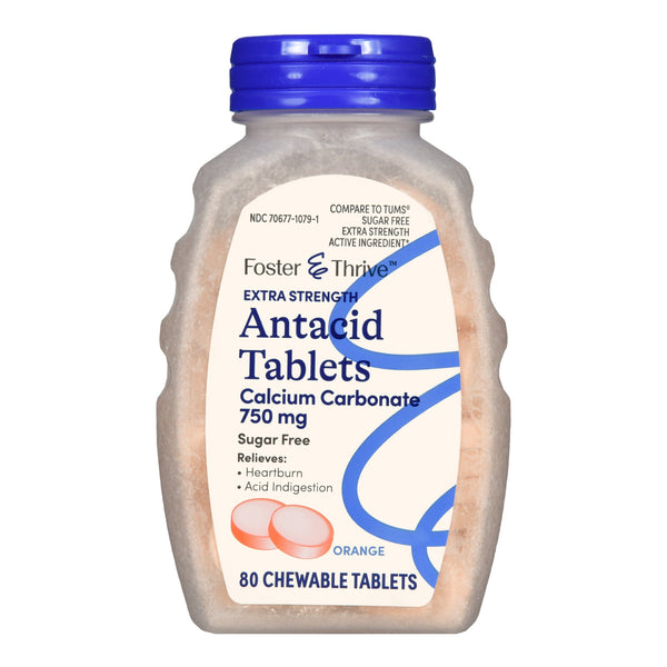 Foster & Thrive™ Antacid 750 mg - 300 mg Strength Chewable Tablet 80 per Bottle (1235082_BT) 1/BT