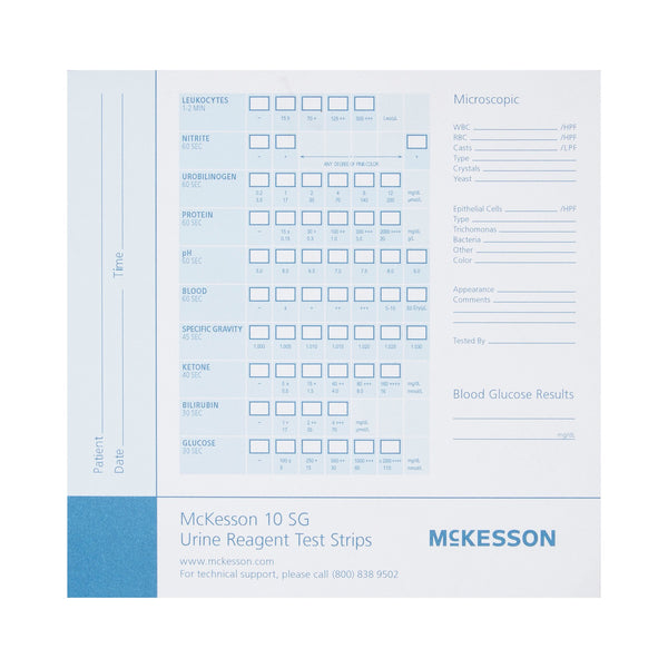 McKesson Consult™ Urine Reagent Test Strip Recording Pad For use with McKesson CONSULT® 10SG Urine Reagent Strips (MFR # 121-10SG) (976928_PD) 100/PD