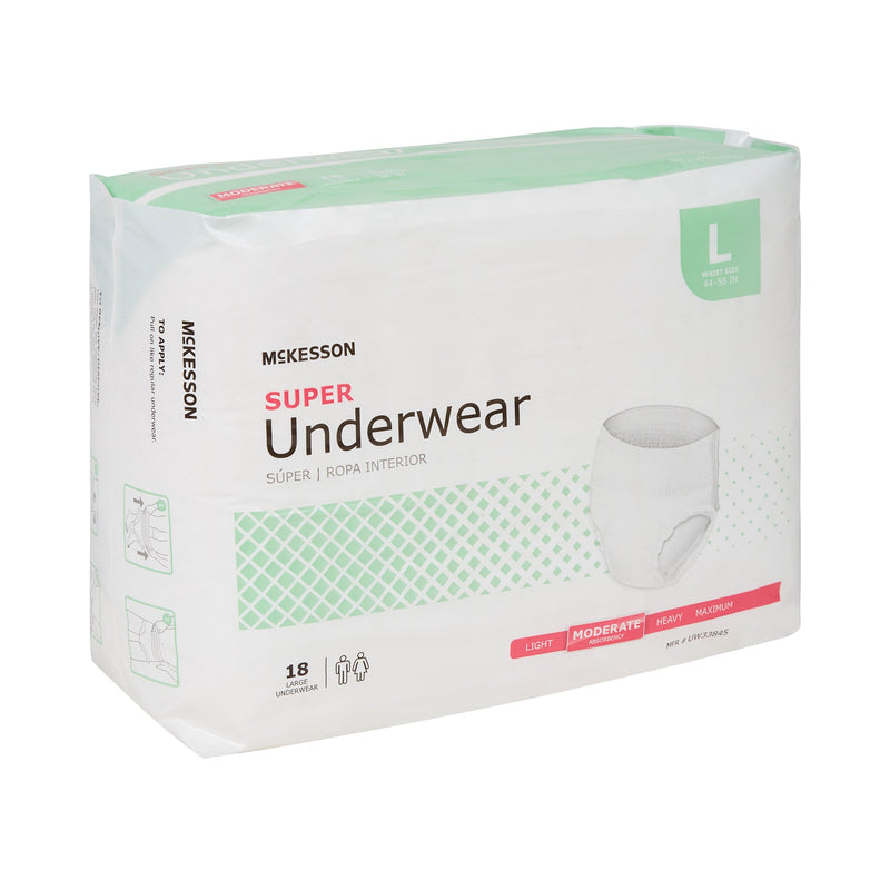McKesson Unisex Adult Absorbent Underwear Pull On with Tear Away Seams Large Disposable Moderate Absorbency (1123833_CS) 72/CS