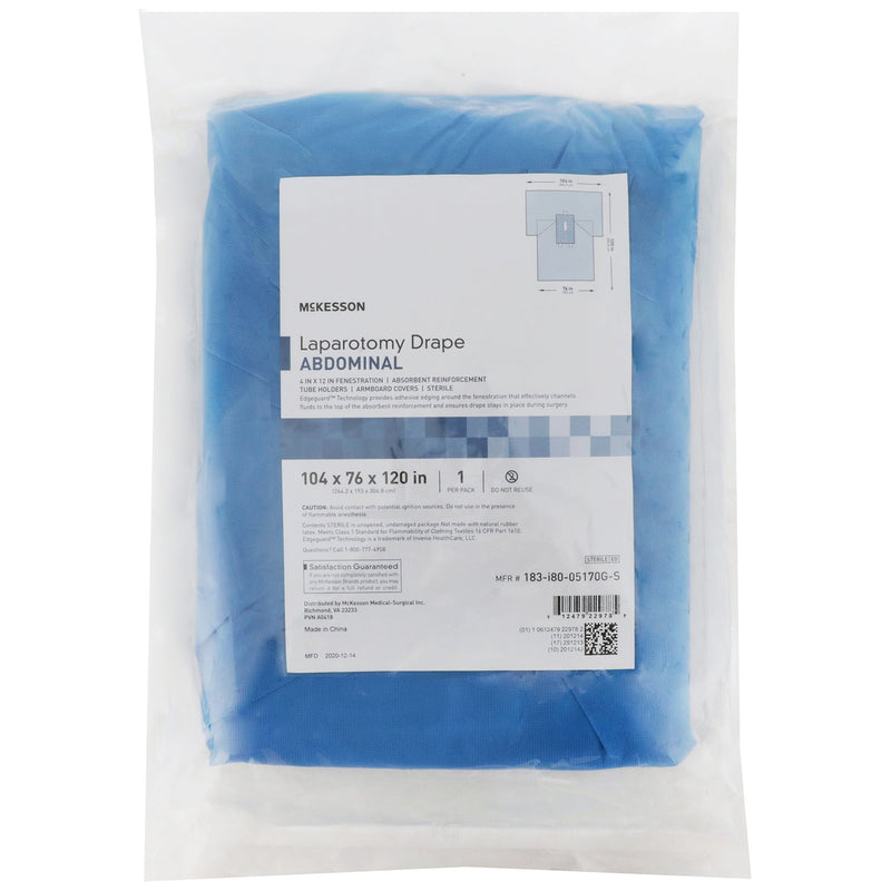 McKesson Abdominal Drape Laparotomy Drape 104 W X 76 W X 120 L Inch Sterile (1101288_PK) 1/PK