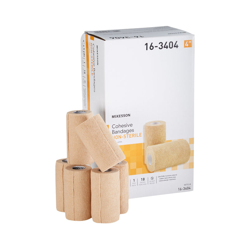 McKesson Cohesive Bandage 4 Inch X 5 Yard Self-adherent Closure Tan NonSterile Standard Compression (464154_PK) 1/PK