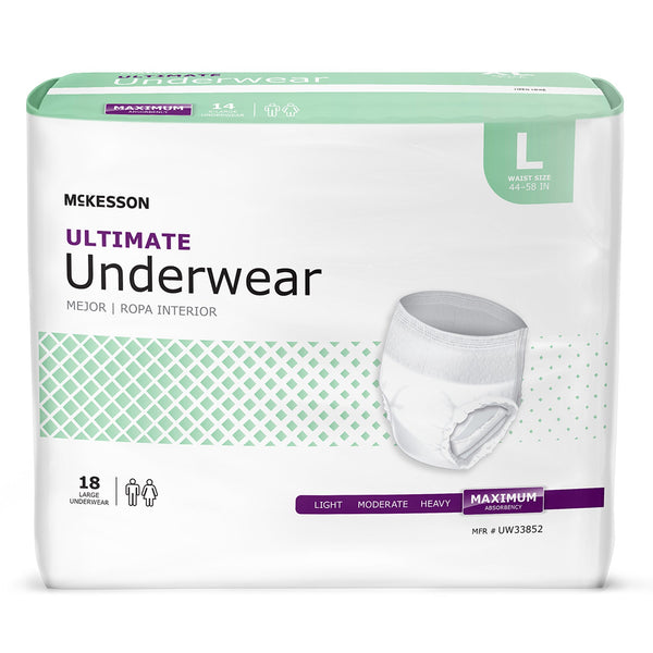 McKesson Unisex Adult Absorbent Underwear Pull On with Tear Away Seams Large Disposable Heavy Absorbency (1123836_CS) 72/CS