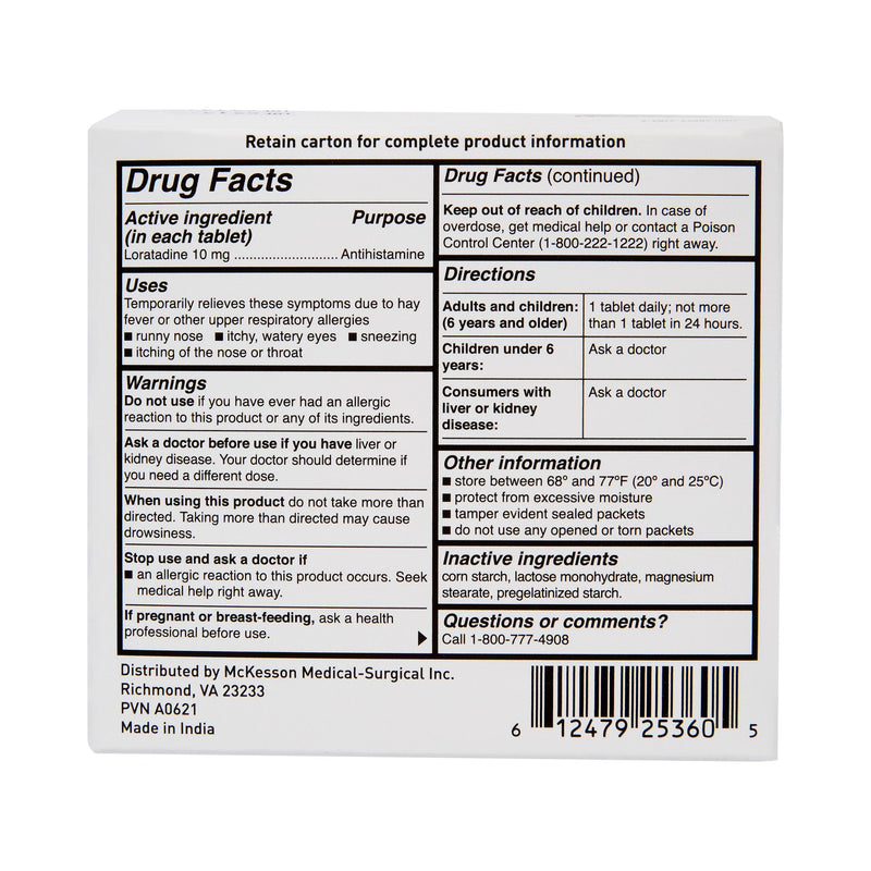 McKesson Allergy Relief 10 mg Strength Tablet 1 per Packet (1111728_CS) 1200/CS