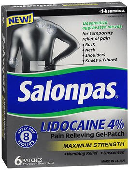 Salonpas® Topical Pain Relief 4% Strength Lidocaine Patch 6 per Box (1052670_BX) 6/BX