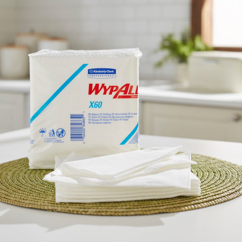 WypAll® X60 Task Wipe Light Duty 76 Count Poly Pack 12 X 12-1/2 Inch NonSterile Reusable (449763_CS) 1/CS