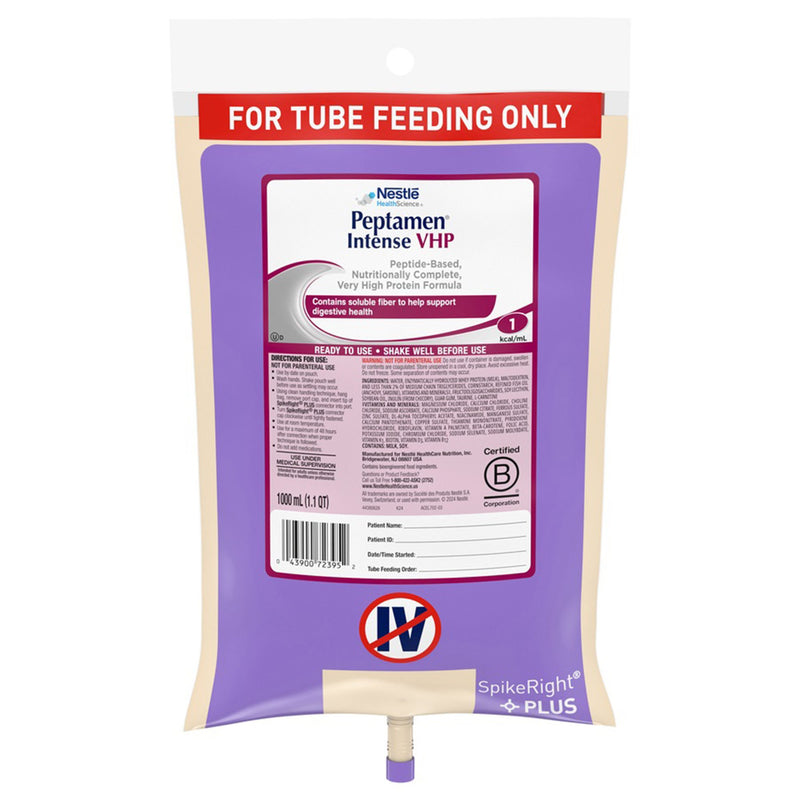 Peptamen® Intense VHP Tube Feeding Formula Unflavored Liquid 1000 mL Ready to Hang Prefilled Container (1006588_EA) 1/EA