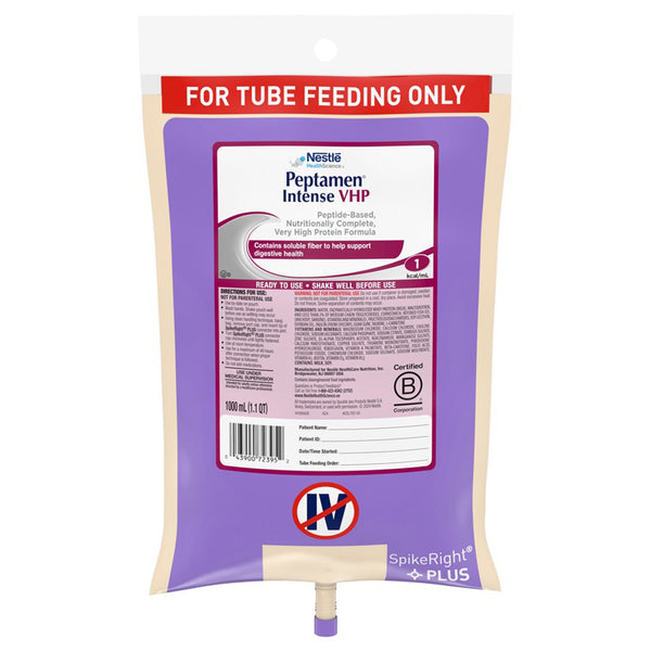 Peptamen® Intense VHP Tube Feeding Formula Unflavored Liquid 1000 mL Ready to Hang Prefilled Container (1006588_CS) 6/CS