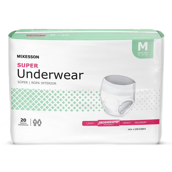 McKesson Unisex Adult Absorbent Underwear Pull On with Tear Away Seams Medium Disposable Moderate Absorbency (1123832_CS) 80/CS
