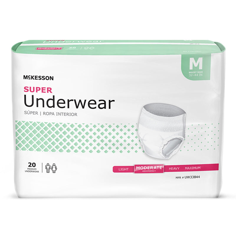 McKesson Unisex Adult Absorbent Underwear Pull On with Tear Away Seams Medium Disposable Moderate Absorbency (1123832_BG) 20/BG
