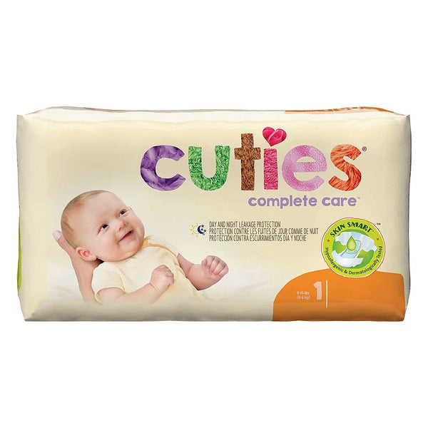 Cuties® Complete Care Unisex Baby Diaper Size 1 Disposable Heavy Absorbency (1206479_CS) 200/CS