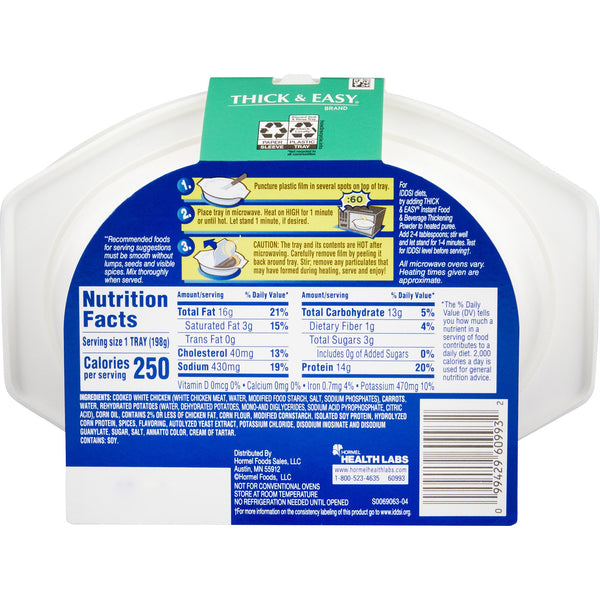 Thick & Easy® Purees Thickened Food 7 oz. Tray Roasted Chicken with Potatoes / Carrots Flavor Puree IDDSI Level 2 Mildly Thick (797226_CS) 7/CS