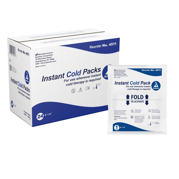 Dynarex® Instant Cold Pack General Purpose One Size Fits Most 4 X 5 Inch Plastic / Calcium Ammonium Nitrate / Water Disposable (876698_CS) 24/CS
