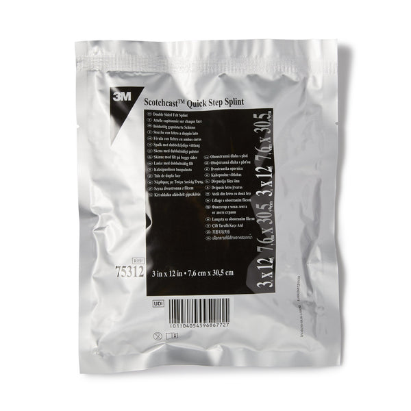 3M™ Scotchcast™ Quick Step Double Sided Felt Padded Precut Splint 3 X 12 Inch Felt / Fiberglass White (1193018_CS) 10/CS