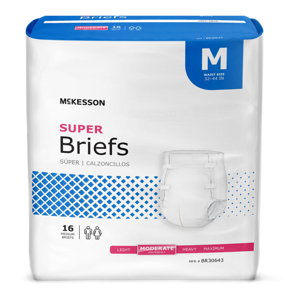 McKesson Unisex Adult Incontinence Brief Medium Disposable Moderate Absorbency (1123841_CS) 96/CS