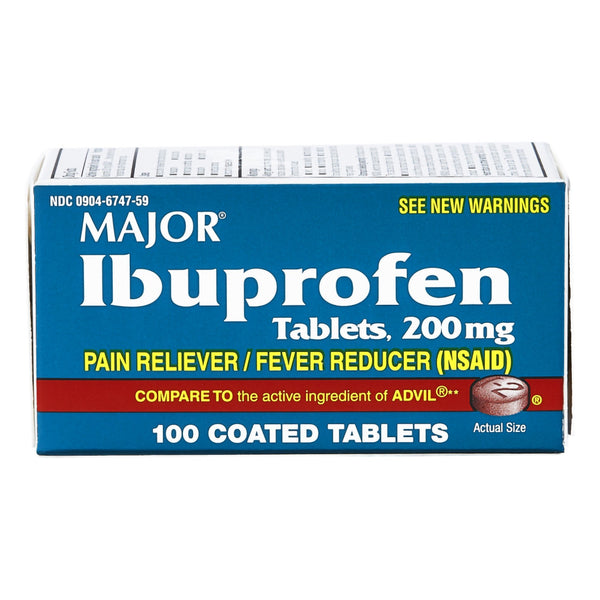 Major Pharmaceuticals Pain Relief 200 mg Strength Ibuprofen Tablet 100 per Bottle (1154326_BT) 1/BT