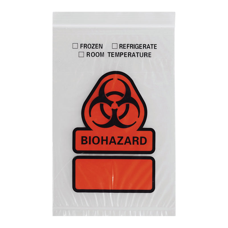 ASP Global LLC Specimen Transport Bag with Document Pouch 6 X 9 Inch Zip Closure Biohazard Symbol / Storage Instructions NonSterile (1038675_CS) 1000/CS