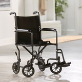 McKesson Transport Chair 19 Inch Seat Width Full Length Arm Swing-Away Footrest Steel Frame with Silver Vein Finish (1065255_EA) 1/EA