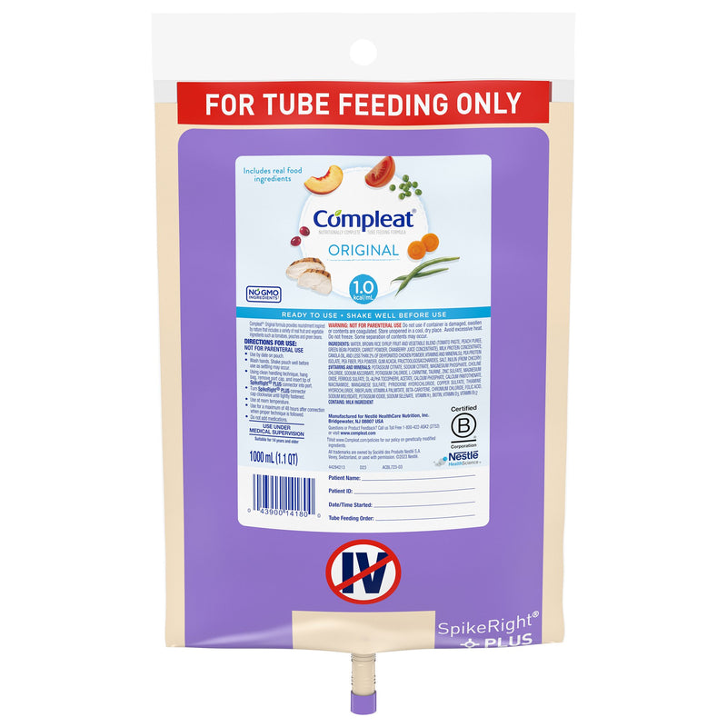 Compleat® Original Tube Feeding Formula Unflavored Liquid 1000 mL Ready to Hang Prefilled Container (693711_CS) 6/CS