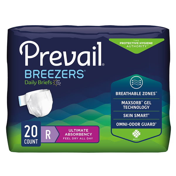 Prevail® Breezers® Unisex Adult Incontinence Brief Regular Disposable Heavy Absorbency (527367_BG) 20/BG