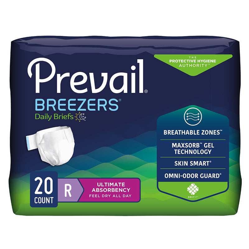 Prevail® Breezers® Unisex Adult Incontinence Brief Regular Disposable Heavy Absorbency (527367_BG) 20/BG