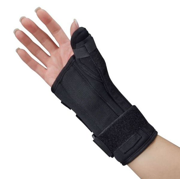 DeRoyal Wrist Brace with Thumb Spica Polyester Foam / Nylon / Tricot Right Hand Black Large (1132880_EA) 1/EA