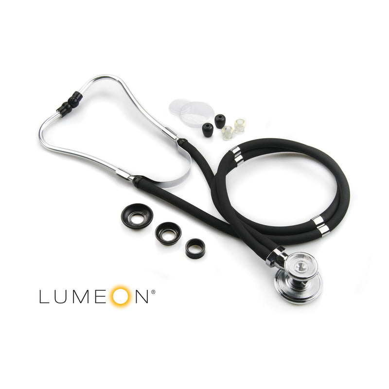 McKesson LUMEON™ Sprague Stethoscope Black 2-Tube 22 Inch Tube Double Sided Chestpiece (363729_EA) 1/EA