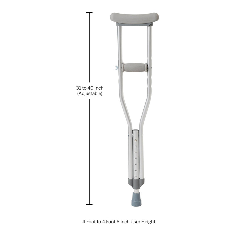 McKesson Underarm Crutches Pediatric 4 Foot to 4 Foot 6 Inch User Height Aluminum Frame 175 lbs. Weight Capacity (1076178_PR) 1/PR