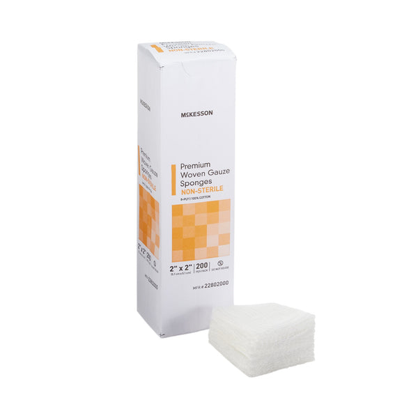 McKesson Gauze Sponge 2 X 2 Inch 8-Ply NonSterile 200 per Pack (446037_CS) 5000/CS