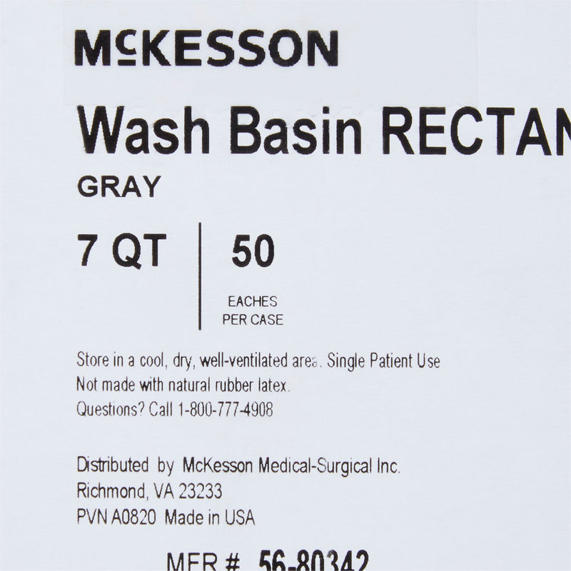 McKesson Wash Basin 7 Quart Rectangle NonSterile (1028129_CS) 50/CS