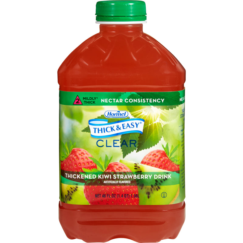 Thick & Easy® Thickened Beverage 46 oz. Bottle Kiwi Strawberry Flavor Liquid IDDSI Level 2 Mildly Thick (671147_CS) 6/CS