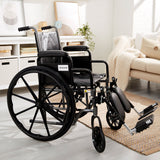 McKesson Wheelchair Dual Axle Desk Length Arm Swing-Away Elevating Legrest Black Upholstery 16 Inch Seat Width Adult 250 lbs. Weight Capacity (1065273_EA) 1/EA