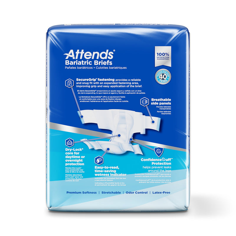 Attends® Bariatric Unisex Adult Incontinence Brief 4X-Large Disposable Heavy Absorbency (955308_BG) 8/BG