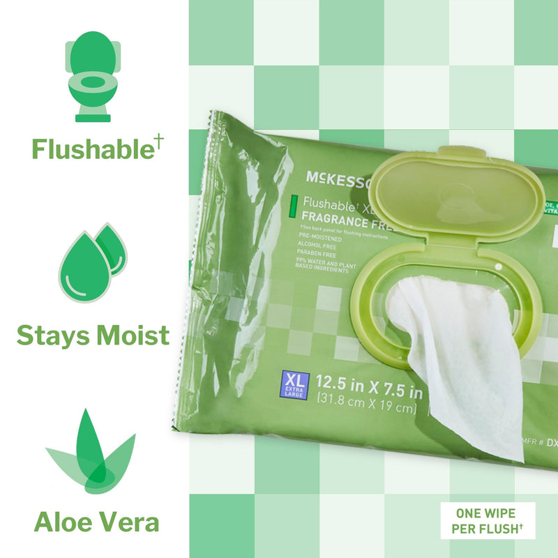McKesson Flushable Personal Wipe Soft Pack Unscented 48 Count (1241745_CS) 576/CS