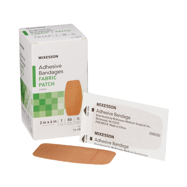 McKesson Adhesive Strip 2 X 4 Inch Fabric Rectangle Tan Sterile (514534_BX) 1/BX