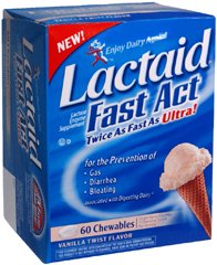 Lactaid® Fast Act Dietary Supplement Lactase Enzyme 9,000 FCC Units Strength Tablet 60 per Bottle Vanilla Flavor (780075_BT) 1/BT