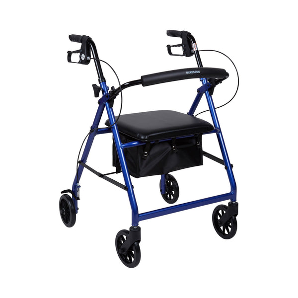 McKesson 4 Wheel Rollator Blue Adjustable Height / Folding Aluminum Frame (1065264_EA) 1/EA