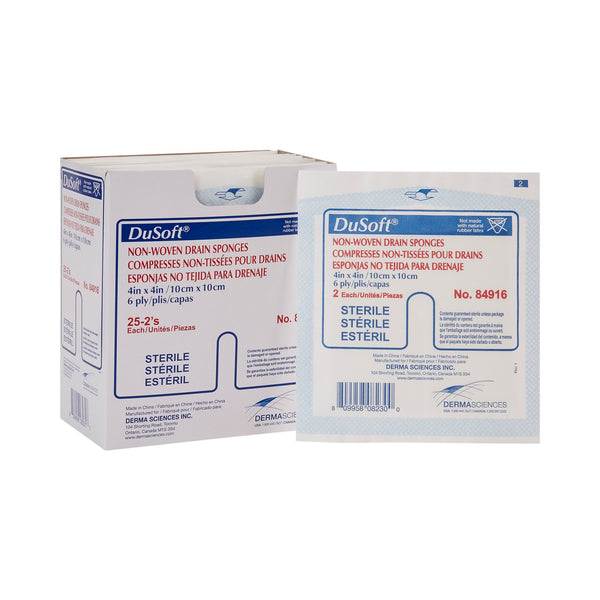 DuSoft® Drain Sponge 4 X 4 Inch 6-Ply Sterile 2 per Pack (645798_CS) 300/CS
